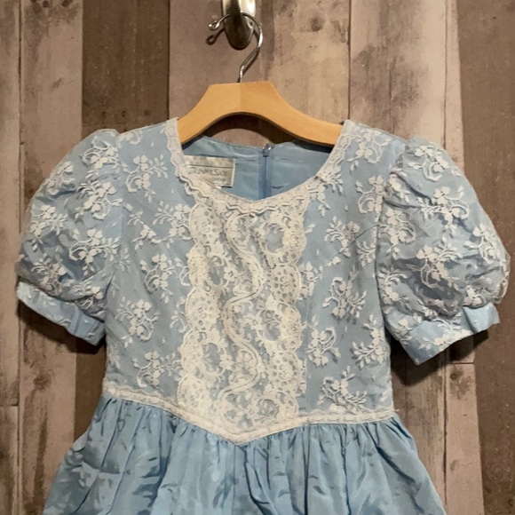 Gunne Sax Vintage Girls Blue Lace Party Dress 7 - Picture 2 of 9